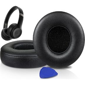 SOULWIT Earpads Cushions Replacement for Beats Solo 4 Wireless On-Ear Headphones, Solo4 Ear Pads with Soft Protein Leather, High-Density Noise Isolation Foam, Added Thickness - Cloud Pink