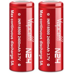 Vapcell 3.7V 2400mah Flat Top 18500 5A Discharge Li-on IMR Rechargeable Lithium Battery 2pcs