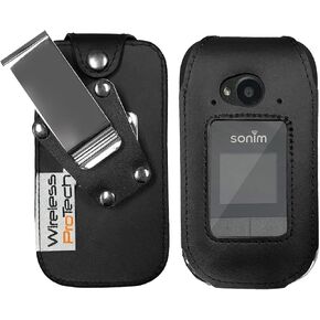 Case Compatible with Sonim XP3 Plus Phone Model XP3900, Form Fitted Leather Case with 4-Way Locking Belt Clip, Built-in Screen & Keypad Protection