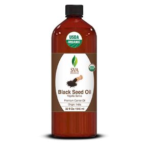 SVA ORGANICS USDA Certified Black Cumin Seed Oil 32 Oz GUARANTEED 100% ORGANIC, Pure & Natural, Hexane Free, Non-GMO, Premium Therapeutic Grade Oil GLASS BOTTLE for Aromatherapy, Skin & Hair Care
