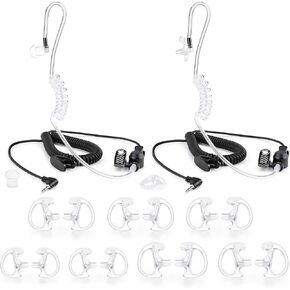 Zeadio 2.5mm Receiver/Listen ONLY Surveillance Headset Earpiece with Acoustic Tube and Earmold Earpiece for Smartphone, Two-Way Radios, Transceivers and Radio Speaker Mics Jacks (Pack of 2)