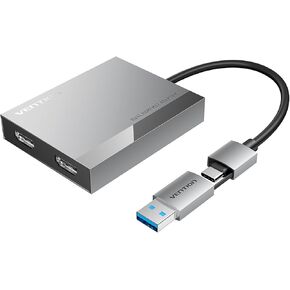VENTION Displaylink HDMI Docking,USB C and USB 3.0 to Dual 4K HDMI Adapter,Displaylink HDMI Splitter Extended Display for Dual Monitor 4K@60Hz Compatible with Mac Pro/Air M1/M2/M3, HP, Dell