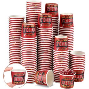 300 Pcs Chili Cook off Tasting Cups 2 oz Paper Cups Chili Cook off Portion Cups Disposable Food Sample Cups for Chili Cook off Competition Mexican Party Cooking Supplies