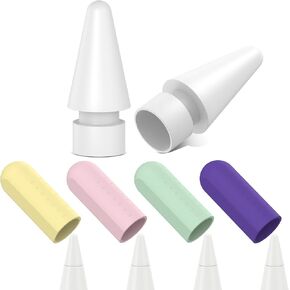 Jelanry Replacement Pencil Tips for Apple Pencil 2nd/ 1st Gen/USB-C/Pencil Pro Tips -Smooth Pen Nibs, Precise Control for iPencil iPad Pro, Wear-Resistant (2 Pack Nibs & 4 Pack Nibs Silicone Covers)