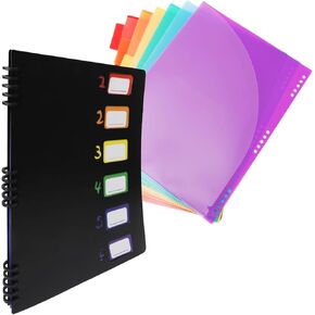 Rainbow Tab Expanding File Folder - 24 Pockets, Durable A4 Letter Size Organizer, Water-Resistant Plastic Dividers, Home/Office/School Document Holder (Black)