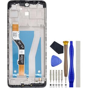 Black Full LCD Digitizer Touch Screen Assembly Screen Frame Replacement for Motorola Moto G60 PANB0001IN PANB0013IN 6.8" with Tool Kit