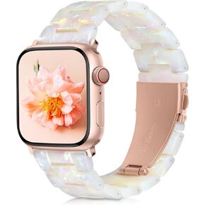 Resin band Compatible with Apple Watch Bands 40mm 38mm 41mm 44mm 45mm 42mm 49mm with Stainless Steel Buckle for iWatch Bands Series 9 8 7 6 5 4 3 2 1 SE Ultra Women Men