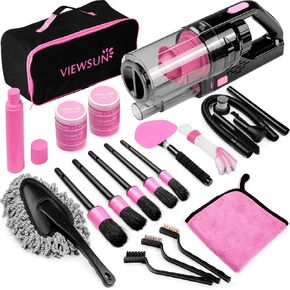 Viewsun 21PCS Car Cleaning Kit, Car Interior Detailing Kit with High Power Handheld Vacuum, Auto Detailing Drill Brush Set, Cleaning Gel, Complete Car Wash Kit Supplies for Deep Cleaning in Saudi Arabia