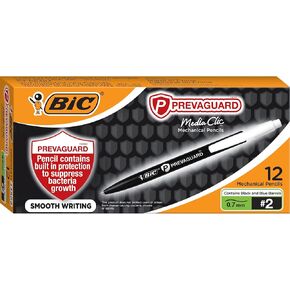 BIC PrevaGuard Media Clic #2 Mechanical Pencil, Medium Point (0.7mm), 12-Count, Smooth Writing, Contains Built-In Protection on the Pencil