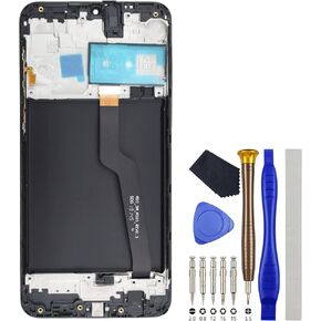 Full LCD Digitizer Touch Screen Assembly Replacement for Samsung Galaxy A10 SM-A105Fwith Screen Frame and Tool Kit Black 6.2"