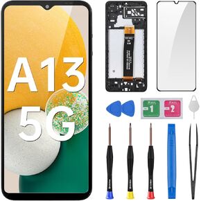for Samsung Galaxy A13 5G Screen Replacement with Frame - LCD Display Touch Digitizer Full Assembly Fix Glass with Repair Tools Kit SM-A136U