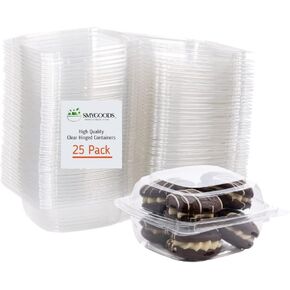 Smygoods Dessert Containers, Disposable Plastic Clamshell Food Containers, Clear Hinged Food Container, 6 x 6 x 3 [50 Pack]