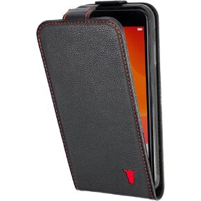 TORRO Flip Phone Case Compatible with iPhone SE/8/7 – Premium, Genuine Leather Cover with Card Slots and Vertical Flip Down Cover (Black)
