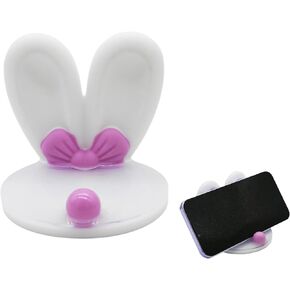 Phone Stand for Desk,Cute Phone Stand with Bunny Ears,Glow-in-The-Dark White Cell Phone Holder,DIY Resin Cubicle Decorations for Women Desk,for All Smartphones