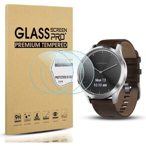 Diruite 3-Pack for Garmin Vivomove HR Screen Protector Tempered Glass for Vivomove HR [2.5D 9H Hardness] [Anti-Scratch] [No-Bubble]