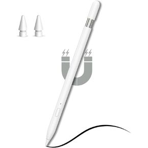2024 Stylus Pen for iPad,Tablet Pencil Charges Magnetically Tilt Sensitivity Palm Rejection Compatible with iPad Pro 12.9"/11",iPad Air 3/4/5 iPad Mini 5/6,iPad 6-10 Gen丨2 Spare Tips,White