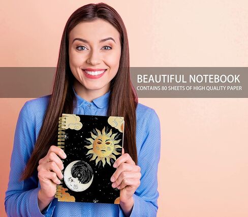 knibeo boho الهلال القمر وقراءة الكف اليد الغامضة الذهب والأسود مبطن غلاف فني دوامة مجلة 5.5 × 8.3 بوصة، دفتر ملاحظات الكلية لتدوين ملاحظات العمل، هدايا لمحبي التارو in Kuwait