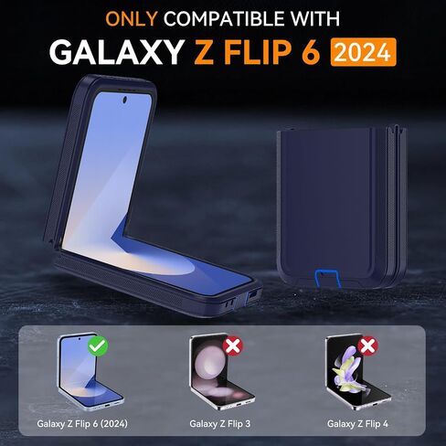 for Samsung Galaxy Z Flip 6 Case, Flip 6 Heavy Duty case,[Belt Clip Holster][Military Grade Protective ][Shockproof] [Dropproof] [Dust-Proof], for GalaxyZ Flip 6 5G (Dark Blue-Belt Clip) in Saudi Arabia
