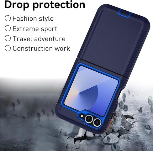 for Samsung Galaxy Z Flip 6 Case, Flip 6 Heavy Duty case,[Belt Clip Holster][Military Grade Protective ][Shockproof] [Dropproof] [Dust-Proof], for GalaxyZ Flip 6 5G (Dark Blue-Belt Clip) in Saudi Arabia