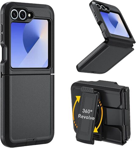 for Samsung Galaxy Z Flip 6 Case, Flip 6 Heavy Duty case,[Belt Clip Holster][Military Grade Protective ][Shockproof] [Dropproof] [Dust-Proof], for GalaxyZ Flip 6 5G (Dark Blue-Belt Clip) in Saudi Arabia