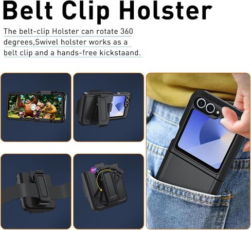 for Samsung Galaxy Z Flip 6 Case, Flip 6 Heavy Duty case,[Belt Clip Holster][Military Grade Protective ][Shockproof] [Dropproof] [Dust-Proof], for GalaxyZ Flip 6 5G (Dark Blue-Belt Clip) in Saudi Arabia