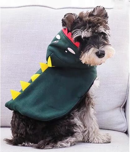 Dog Dinosaur Costume Green Halloween Cat Cape Hooded Pet Dragon Clothes for Puppy Chihuahua Yorkie (Large, Green) in Kuwait