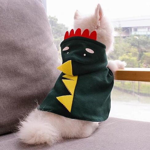 Dog Dinosaur Costume Green Halloween Cat Cape Hooded Pet Dragon Clothes for Puppy Chihuahua Yorkie (Large, Green) in Kuwait