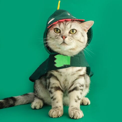 Dog Dinosaur Costume Green Halloween Cat Cape Hooded Pet Dragon Clothes for Puppy Chihuahua Yorkie (Large, Green) in Kuwait
