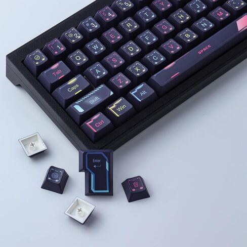 أغطية مفاتيح PBT 143 مفتاحًا، أغطية مفاتيح Cyberpunk، أغطية مفاتيح مخصصة بلون الكرز، أغطية مفاتيح مخصصة للتسامي مع شريط مسافة 6.25u 7u لمفاتيح Cherry Gateron MX، لوحة المفاتيح الميكانيكية تخطيطات الولايات المتحدة/ISO المملكة المتحدة in Kuwait