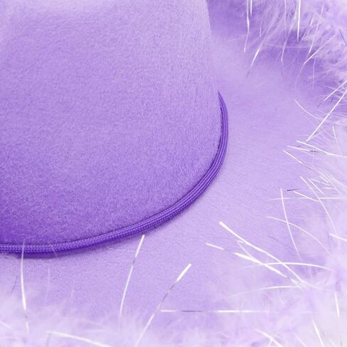 Zodaca White Cowboy Hat for Men and Women with Feathers, Western Felt Fluffy Cowgirl Hat for Halloween Costume, Dress Up Birthday, Bachelorette, and Bachelor Party Accessories in Saudi Arabia