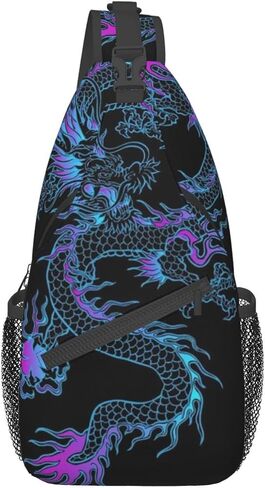 Dragon Pattern Sling Backpack Crossbody Sling Bag for Women Men Multipurpose Travel Hiking Chest Bag Daypack in Saudi Arabia