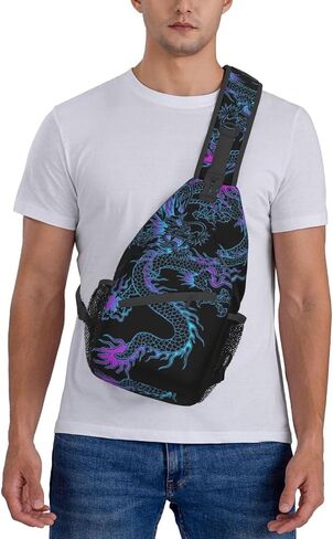 Dragon Pattern Sling Backpack Crossbody Sling Bag for Women Men Multipurpose Travel Hiking Chest Bag Daypack in Saudi Arabia