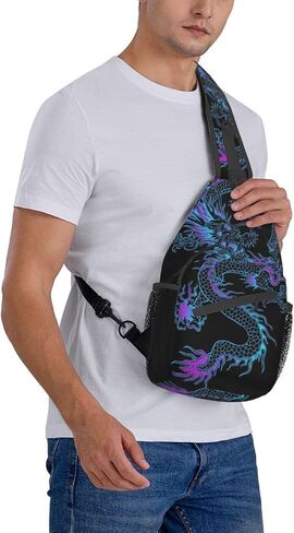 Dragon Pattern Sling Backpack Crossbody Sling Bag for Women Men Multipurpose Travel Hiking Chest Bag Daypack in Saudi Arabia