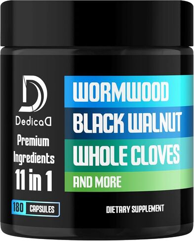 Wormwood Supplement - 120 Capsules Extracted from Black Walnut, Cloves, Turmeric, Apple, Berberine HCl & More - 11 Ingredients combined for Digestive Health, Immune System & Joints - 2-Month Supply in Saudi Arabia
