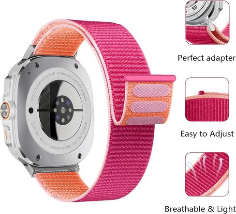 Nylon Bands for Samsung Galaxy Watch Ultra Bands 47mm Men/Women,Soft Breathable Fabric Sport Loop Strap Adjustable Wristband for Samsung Galaxy Watch 7 ultra Band 47 mm in Saudi Arabia