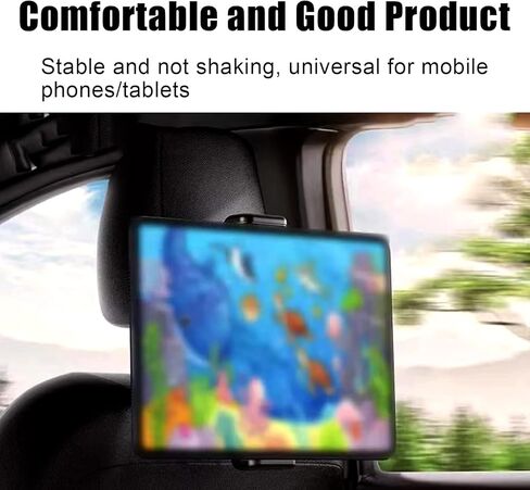 1 قطعة حامل هاتف وسادة خلفي للسيارة، حامل لوحة مسطحة تلسكوبي قابل للتعديل، حامل iPad للأطفال في المقعد الخلفي للسيارة، مناسب لجهاز iPad Pro Air Mini، Galaxy Tab (أسود) in Kuwait