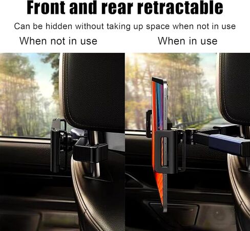 1 قطعة حامل هاتف وسادة خلفي للسيارة، حامل لوحة مسطحة تلسكوبي قابل للتعديل، حامل iPad للأطفال في المقعد الخلفي للسيارة، مناسب لجهاز iPad Pro Air Mini، Galaxy Tab (أسود) in Kuwait