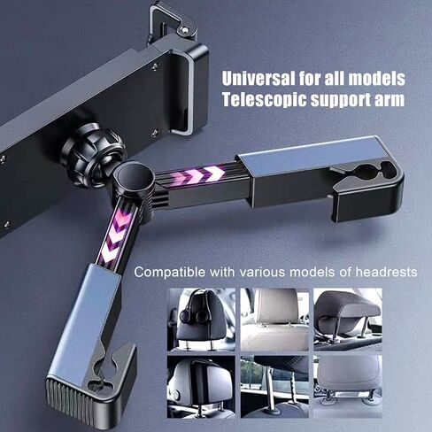 1 قطعة حامل هاتف وسادة خلفي للسيارة، حامل لوحة مسطحة تلسكوبي قابل للتعديل، حامل iPad للأطفال في المقعد الخلفي للسيارة، مناسب لجهاز iPad Pro Air Mini، Galaxy Tab (أسود) in Kuwait