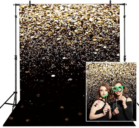 Dudaacvt 7x5FT Black and Gold Backdrop Gold Backdrop Glitter Backdrop Gold Spots Bokeh Backdrop Black and Gold Backdrop New Yeary Parties Backdrop in Saudi Arabia