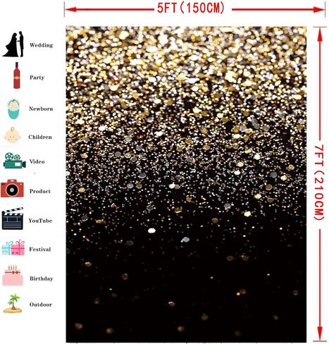 Dudaacvt 7x5FT Black and Gold Backdrop Gold Backdrop Glitter Backdrop Gold Spots Bokeh Backdrop Black and Gold Backdrop New Yeary Parties Backdrop in Saudi Arabia
