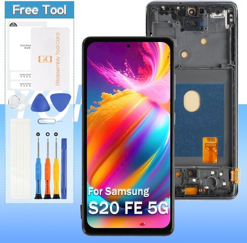Yondista OLED لهاتف Samsung Galaxy S20 FE 5G/ S20 FE 2022 استبدال الشاشة SM-G781 6.5 بوصة شاشة LCD تعمل باللمس محول رقمي زجاجي - أسود مع إطار - أدوات in Kuwait
