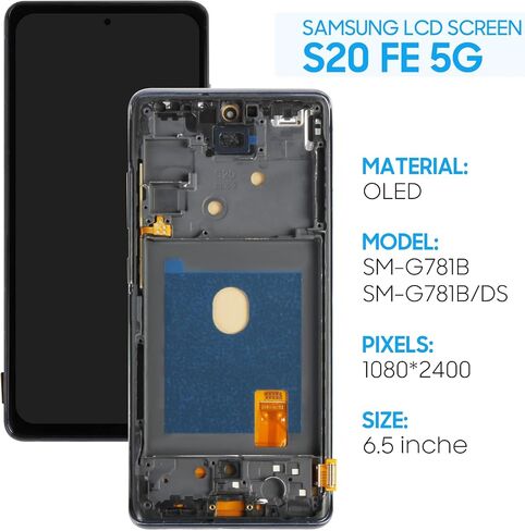Yondista OLED لهاتف Samsung Galaxy S20 FE 5G/ S20 FE 2022 استبدال الشاشة SM-G781 6.5 بوصة شاشة LCD تعمل باللمس محول رقمي زجاجي - أسود مع إطار - أدوات in Kuwait