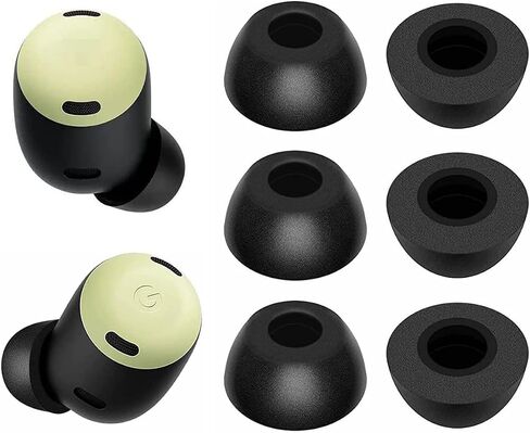 JNSA Replacement Memory Foam Ear Tips Noise Canceling Foam Eartips Ear Plug Ear Tip Gels Compatible with Google Pixel Buds Pro, [Fit in Case],L/M/S 3 Size 3 Pairs,Black (FoamPixelPro3P) in Kuwait