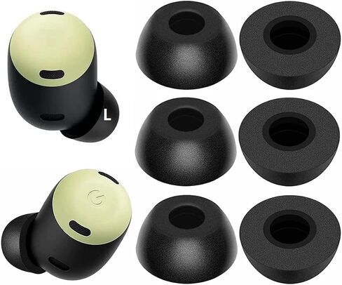 JNSA Replacement Memory Foam Ear Tips Noise Canceling Foam Eartips Ear Plug Ear Tip Gels Compatible with Google Pixel Buds Pro, [Fit in Case],L/M/S 3 Size 3 Pairs,Black (FoamPixelPro3P) in Kuwait