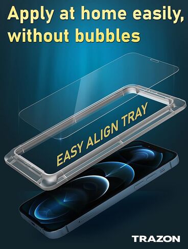Trazon 3 Pack iPhone 12 Pro Max واقي شاشة و2 Pack iPhone 12 Pro Max واقي عدسة الكاميرا، 9H صلابة الهاتف الزجاج المقسى مع حافظة سهلة التركيب 6.7 بوصة فائقة الوضوح in Saudi Arabia