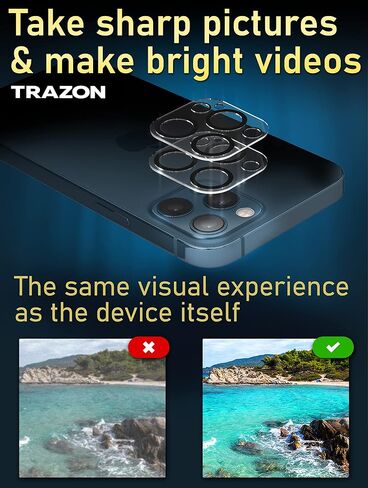 Trazon 3 Pack iPhone 12 Pro Max واقي شاشة و2 Pack iPhone 12 Pro Max واقي عدسة الكاميرا، 9H صلابة الهاتف الزجاج المقسى مع حافظة سهلة التركيب 6.7 بوصة فائقة الوضوح in Saudi Arabia