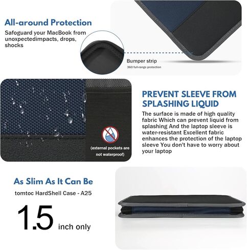 حافظة كمبيوتر محمول مقاس 15.6 بوصة، غطاء كمبيوتر مقاوم للصدمات مقاس 15-16 بوصة لجهاز HP، وحقيبة كمبيوتر محمول لجهاز ASUS Acer Aspire 15، وHP Pavilion/Envy 15، وDell Inspiron/Latitude 15، وLenovo IdeaPad 15، وASUS ZenBook (أسود) in Kuwait