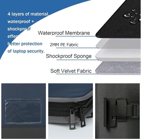 حافظة كمبيوتر محمول مقاس 15.6 بوصة، غطاء كمبيوتر مقاوم للصدمات مقاس 15-16 بوصة لجهاز HP، وحقيبة كمبيوتر محمول لجهاز ASUS Acer Aspire 15، وHP Pavilion/Envy 15، وDell Inspiron/Latitude 15، وLenovo IdeaPad 15، وASUS ZenBook (أسود) in Kuwait