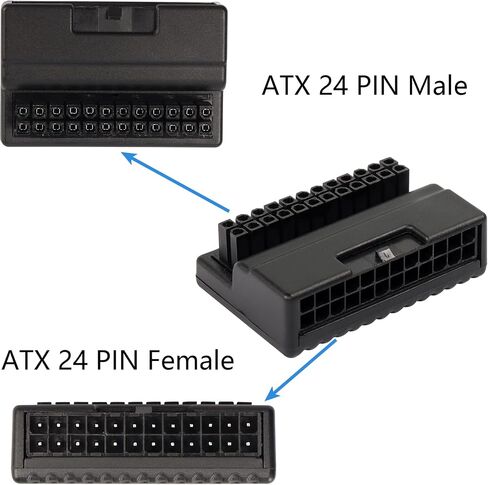 CERRXIAN 90 درجة ATX 24 دبوس محول، الزاوية اليمنى ATX 24pin ذكر إلى أنثى لوحة محول الطاقة لسطح المكتب اللوحة الأم إمدادات الطاقة in Saudi Arabia