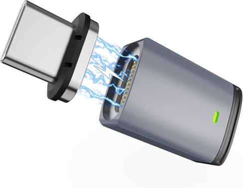 محول مغناطيسي USB C (عبوة واحدة)، محول مغناطيسي من النوع C مستقيم 11 سن، يدعم الشحن السريع USB PD بقوة 100 وات، سرعة نقل 480 ميجابت في الثانية، متوافق مع MacBook Pro/Air ومعظم أجهزة USBC in Kuwait